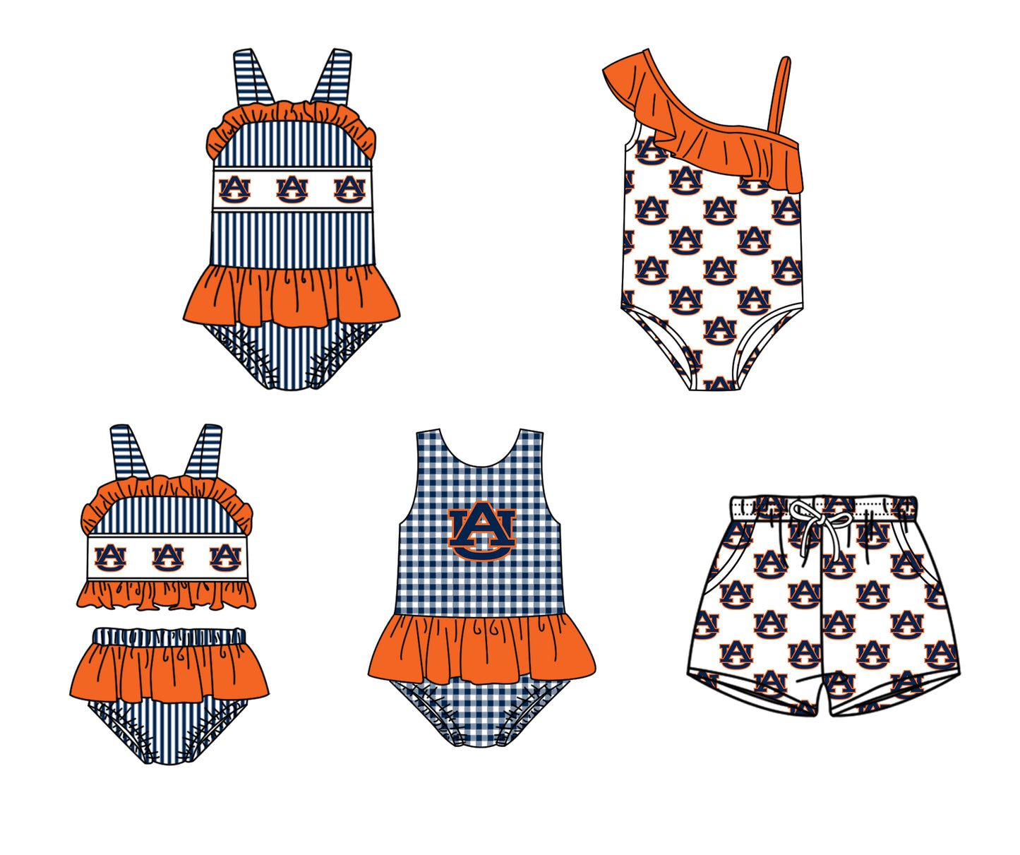 Custom moq 5 mix size milk silk summer teams Baby Girl Stripe Two-Piece Swimsuit Set One Piece Swimsuits Boys Swim Trunks