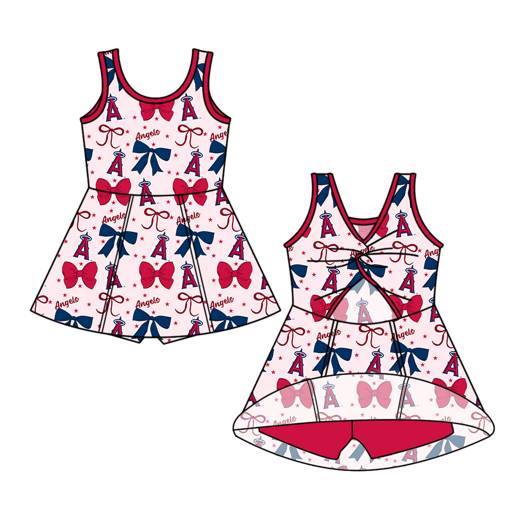 Custom moq 5 mix size milk silk summer teams baby girls clothes team bow red long sleeve hooded pants sets and dress 1 and dress 2 and romper-25.6.16