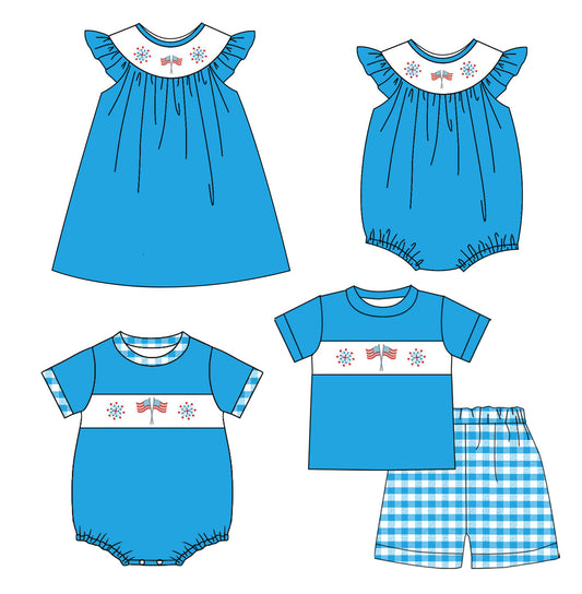 25.11.13 custom each style moq 5 eta 6-8week Sibling Sisters flag baby girl short sleeve shorts sets and dress and rompers 2 match family design