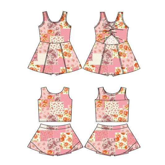 3.3 custom each style moq 5eta 4-6week Sibling Sister baby Girls clothes floral Short Sleeve yoga dress match family design