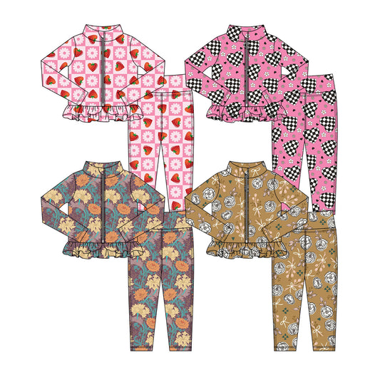 25.10.16 custom each style moq 5 eta 6-8week Sibling Sisters baby girl long sleeve pants sets 4 match family design