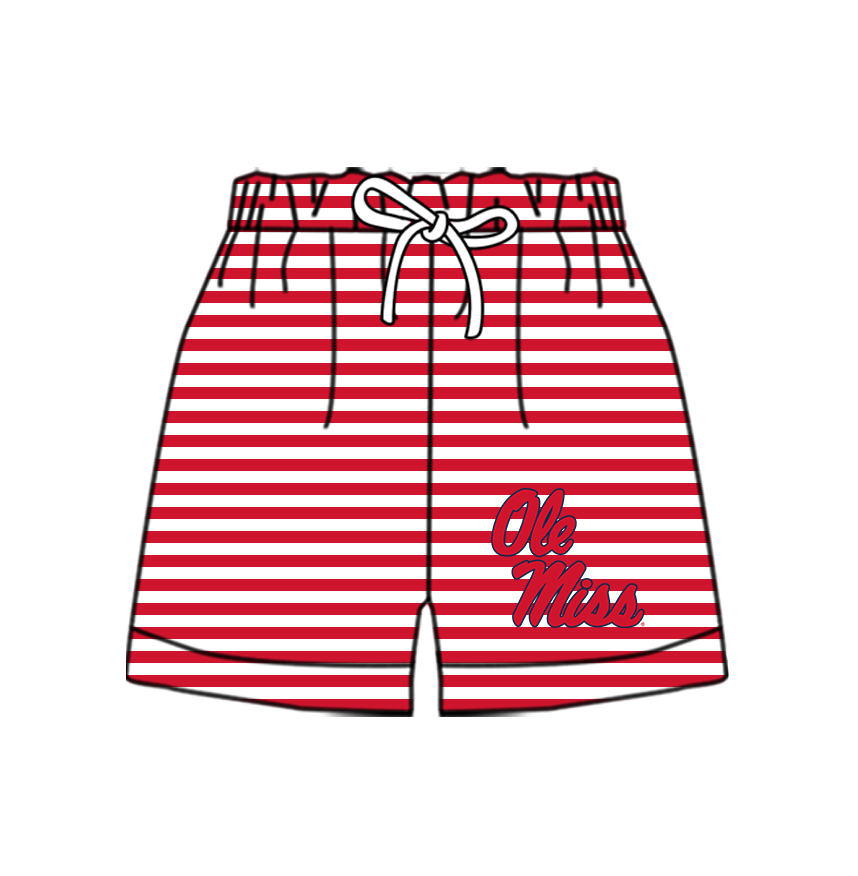 Custom moq 5 mix size milk silk summer teams Baby Red Striped Drawstring Shorts for Children Elastic Waist Kids Summer Shorts