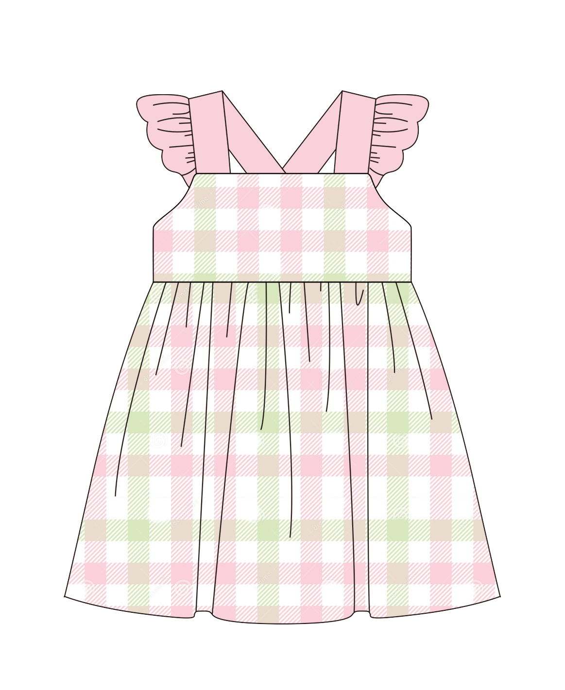 5.16custom each style moq 5eta 4-5week Sibling Sister pink-green plaid pink girls romper and set