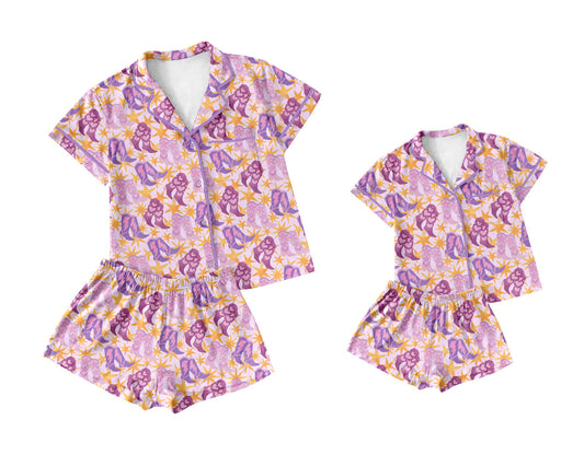 25.10.18 custom each style moq 5 eta 6-8week Sibling Sister boot short sleeve shorts sets and adult set match design