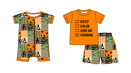 25.11.1 custom each style moq 5 eta 6-8 week Sibling Sister fishing baby boy short sleeve shorts sets and boy rompers match family design