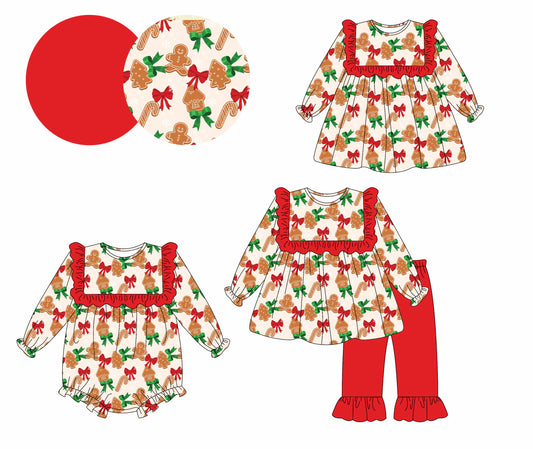 25.5.14 custom each style moq 5eta 4-6week Sibling Sisters Christmas bow red baby girl long sleeve pants sets and dress and rompers match family design