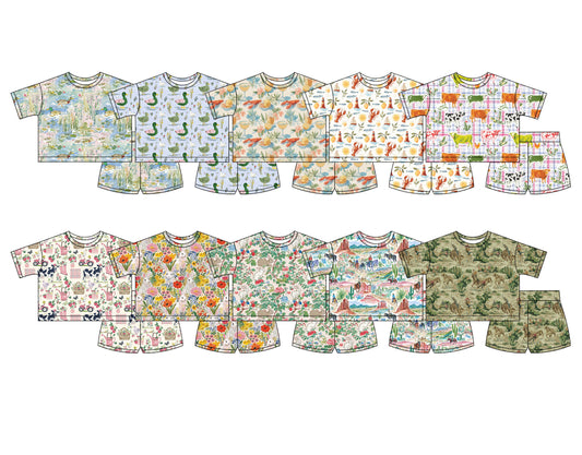 26.1.14 custom each style moq 5 eta 6-8week Sibling Sisters baby girl clothes short sleeve shorts sets 10 match family design