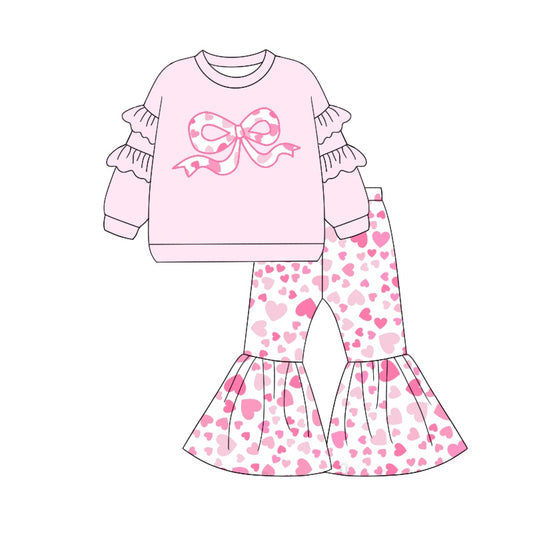 9.6 custom each style moq 5eta 4-6week baby girls clothes love pink long sleeve pants sets