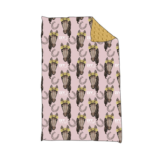 8.24 custom each style moq 5 eta 4-6week baby blanket horse head blanket design