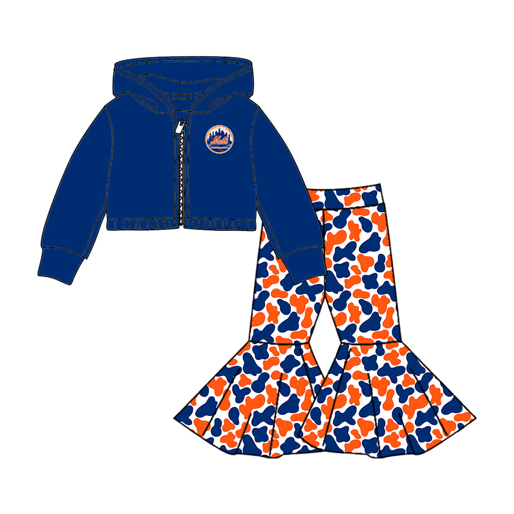 Custom moq 5 mix size milk silk summer teams baby girls clothes camouflage blue hooded long sleeve pants sets 2 and boy pants sets and pant-25.8.8