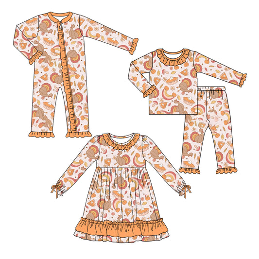 25.6.19 custom each style moq 5eta 4-6week Sibling Sisters turkey baby girl long sleeve pants sets and dress and rompers match family design