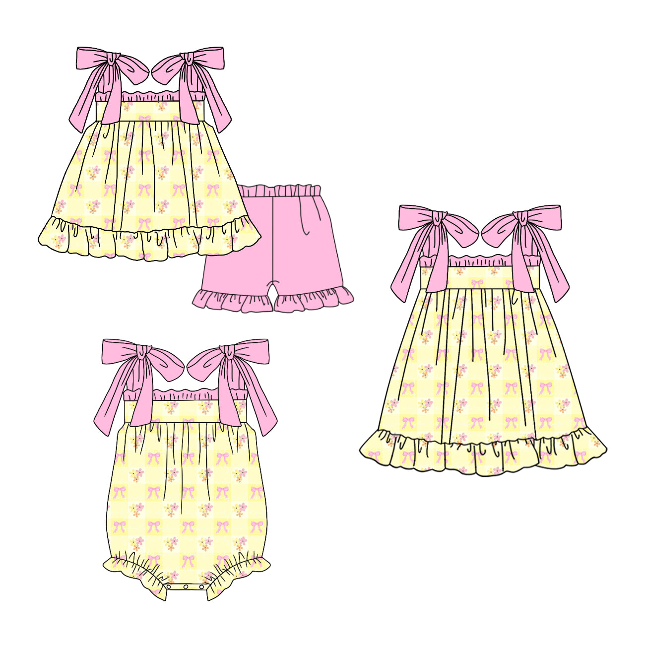 3.21 Custom moq 5 mix size Sibling Cute Clothes Baby Girl's Strap Top And Pink Short Set Matching Romper Dress for Summer