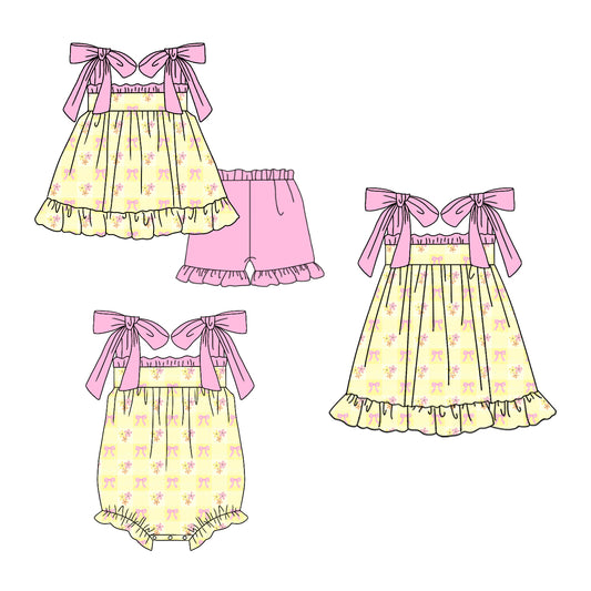 3.21 Custom moq 5 mix size Sibling Cute Clothes Baby Girl's Strap Top And Pink Short Set Matching Romper Dress for Summer