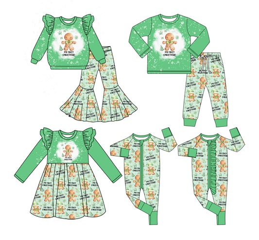 25.6.28 custom each style moq 5 eta 4-6week Sibling Sisters Christmas baby girl long sleeve pants sets 1 and sets 2 and romper 1 and romper 2 and dress match family design