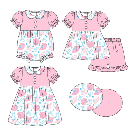 25.10.28 custom each style moq 5 eta 6-8week Sibling Sister bow baby short sleeve shorts sets and romper and dress match design