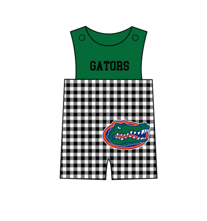 Custom moq 5 mix size milk silk summer teams baby girl boys clothes Green Black and white checkered short sleeve shorts sets 3 and dress and rompers 2 series