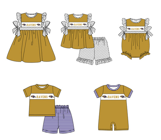 Custom moq 5 mix size milk silk summer teams baby girl boys clothes brownish-yellow short sleeve shorts sets 2  and dress and rompers 2 series