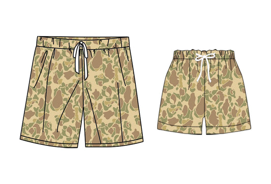 25.10.29 custom each style moq 5 eta 6-8 week Sibling Sister camouflage baby kids clothes summer shorts and adult shorts match design