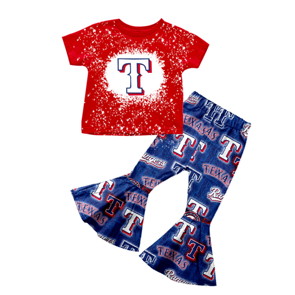 baby girl clothes team T red top navy blue pants toddler girl summer outfit