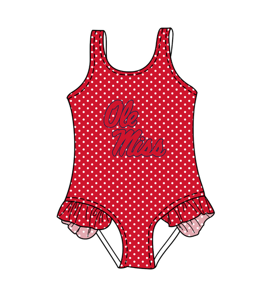 Custom moq 5 mix size milk silk summer teams Red Baby Girl Sleeveless Polka Dot Lace Onesie Swimsuit Cute Summer Beachwear for Little Girls