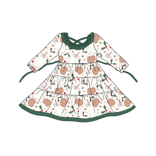 8.20 custom each style moq 5eta 4-6week baby girls clothes Christmas long sleeve dress