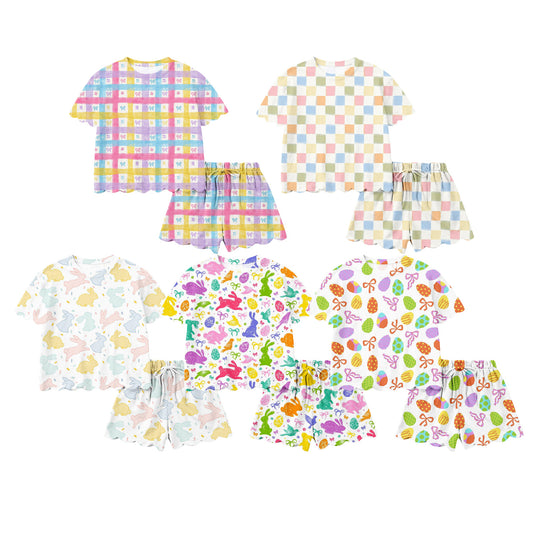 26.1.15 custom each style moq 5 eta 6-8week Sibling Sisters easter baby girl clothes short sleeve shorts sets 5 match family design