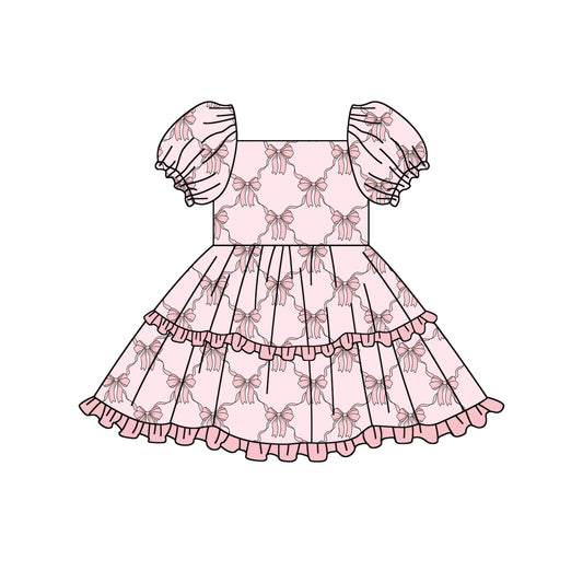 10.9 custom each style moq 5eta 4-6week baby girl clothes bow pink short sleeve dress