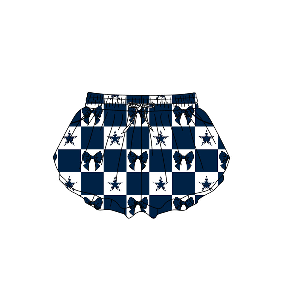 Custom moq 5 mix size milk silk summer teams Checked Baby Girl Navy Blue Sleeveless Top Skirt Short Set Dress And Shorts Yoga Outfit Boy's Top Shorts Set Romper