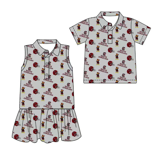 Custom moq 5 mix size milk silk summer teams Sleeveless Grey Dress for Baby Girl Short-Sleeved Polo Shirt for Baby Boy Infant Clothing Set
