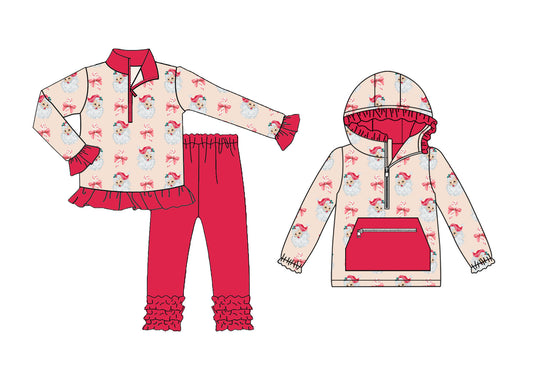 25.8.27 custom each style moq 5eta 4-6week Sibling Sisters Christmas bow baby girl long sleeve pants sets and top match family design