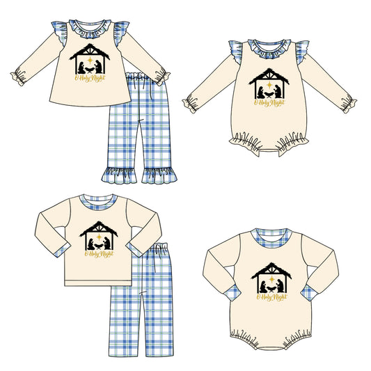 25.6.5 custom each style moq 5eta 4-6week Sibling Sisters baby girl long sleeve pants sets 1 and sets 2 and romper 1 and romper 2 match family design