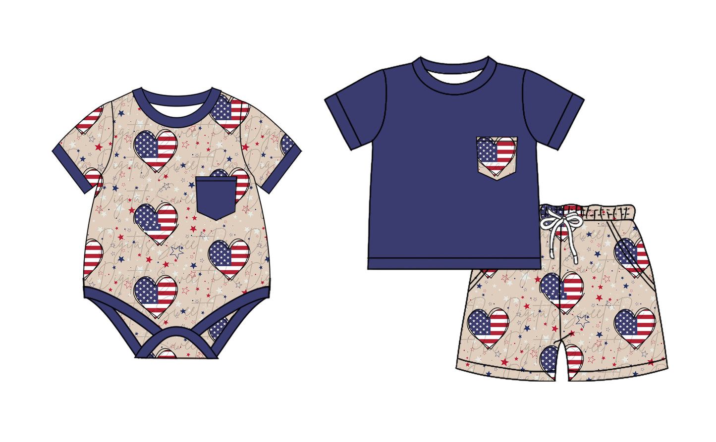 2.20 custom each style moq 5eta 4-6week Sibling Sister american love baby girls short sleeve shorts sets and romper match design