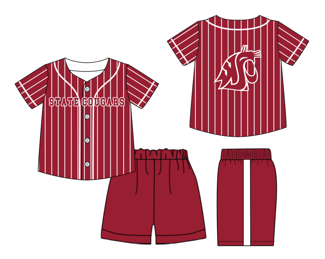 Custom moq 3 or 5 mix size milk silk summer teams baby boy clothes red short sleeve shorts sets-26.1.21