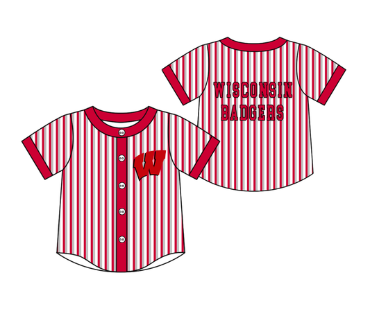 Custom moq 5 mix size milk silk summer teams Red Striped Short-Sleeved Button-Down Shirt for Baby Boy Summer Outfit
