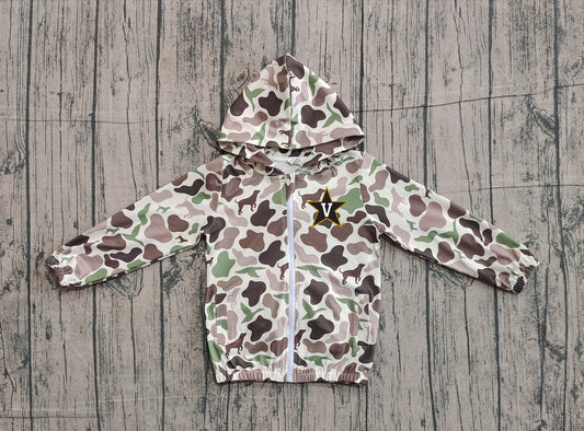 Custom moq 5 mix size milk silk baby boys clothes team summer camouflage zipper hooded long sleeve top-25.11.22