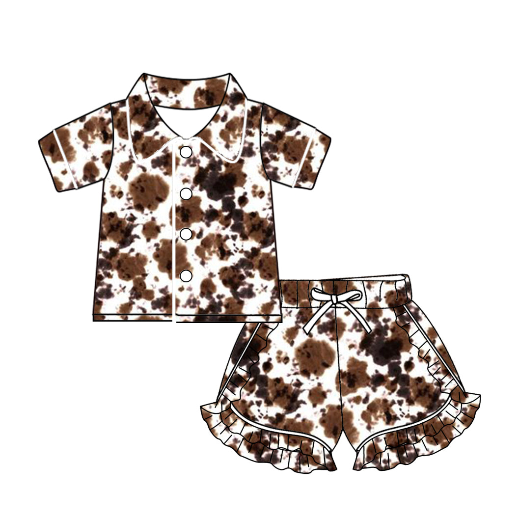 10.22 custom each style moq 5eta 4-6week baby kids clothes ink pattern short sleeve shorts pajamas sets