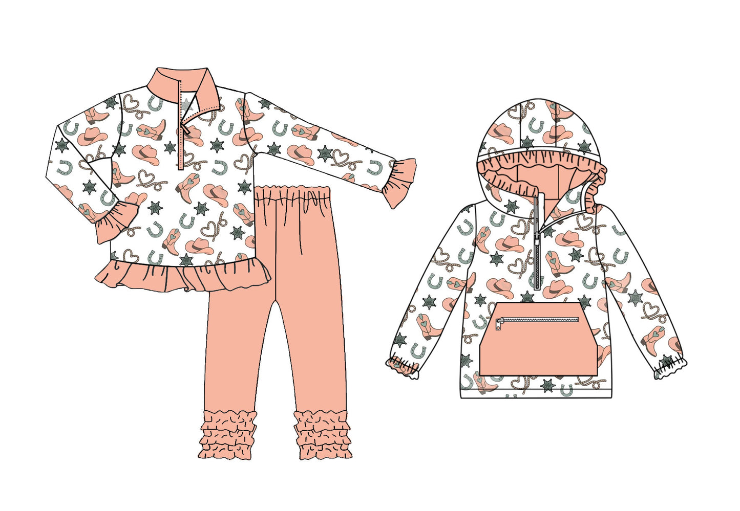 25.8.29 custom each style moq 5eta 4-6week Sibling Sisters boot hat baby girl long sleeve pants sets and top match family design