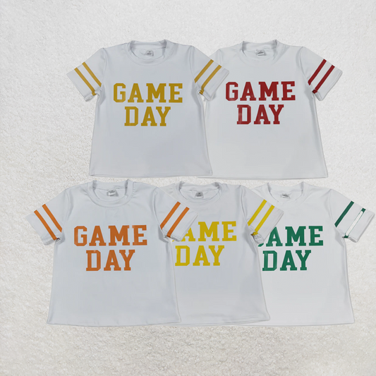 RTS NO MOQ Sibling Baby Girls Game Day Yoga Active Team Tee Shirts Tops