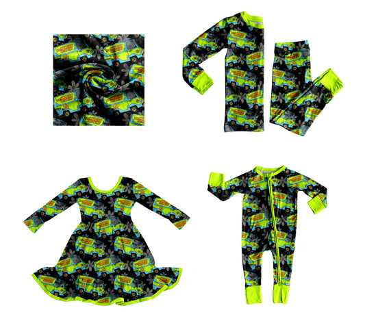 25.8.5 custom each style moq 5eta 4-6week Sibling Sisters green baby girl long sleeve pants sets and dress and rompers match family design