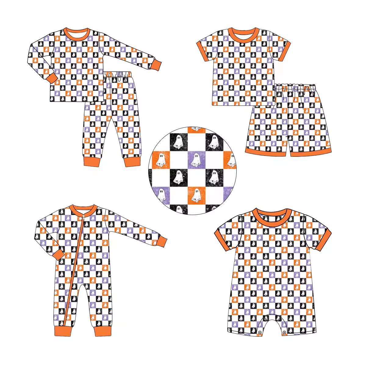 Custom moq 3 each mix size eta 6-8weeks  Ghost four-color plaid mixed set
