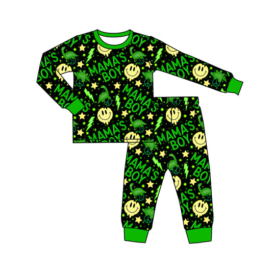8.16 custom each style moq 5eta 4-6week Sibling Sister mama boy smiley green baby boy sets and rompers match family design