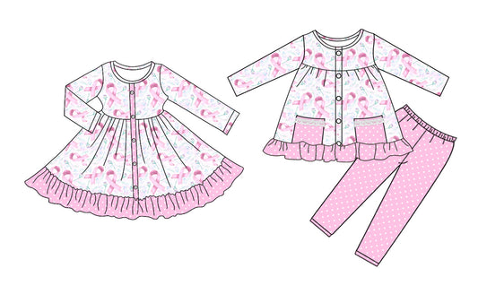 25.8.16 custom each style moq 5eta 4-6week Sibling Sisters bow baby girl long sleeve pants sets and dress match family design