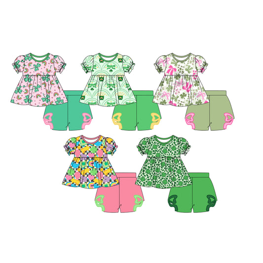 25.10.25 custom each style moq 5 eta 6-8week Sibling Sisters baby girl clothes short sleeve shorts sets 5 match family design