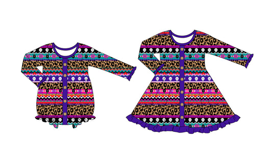 25.8.4 custom each style moq 5eta 4-6week Sibling Sisters baby girl long sleeve dress and rompers match family design