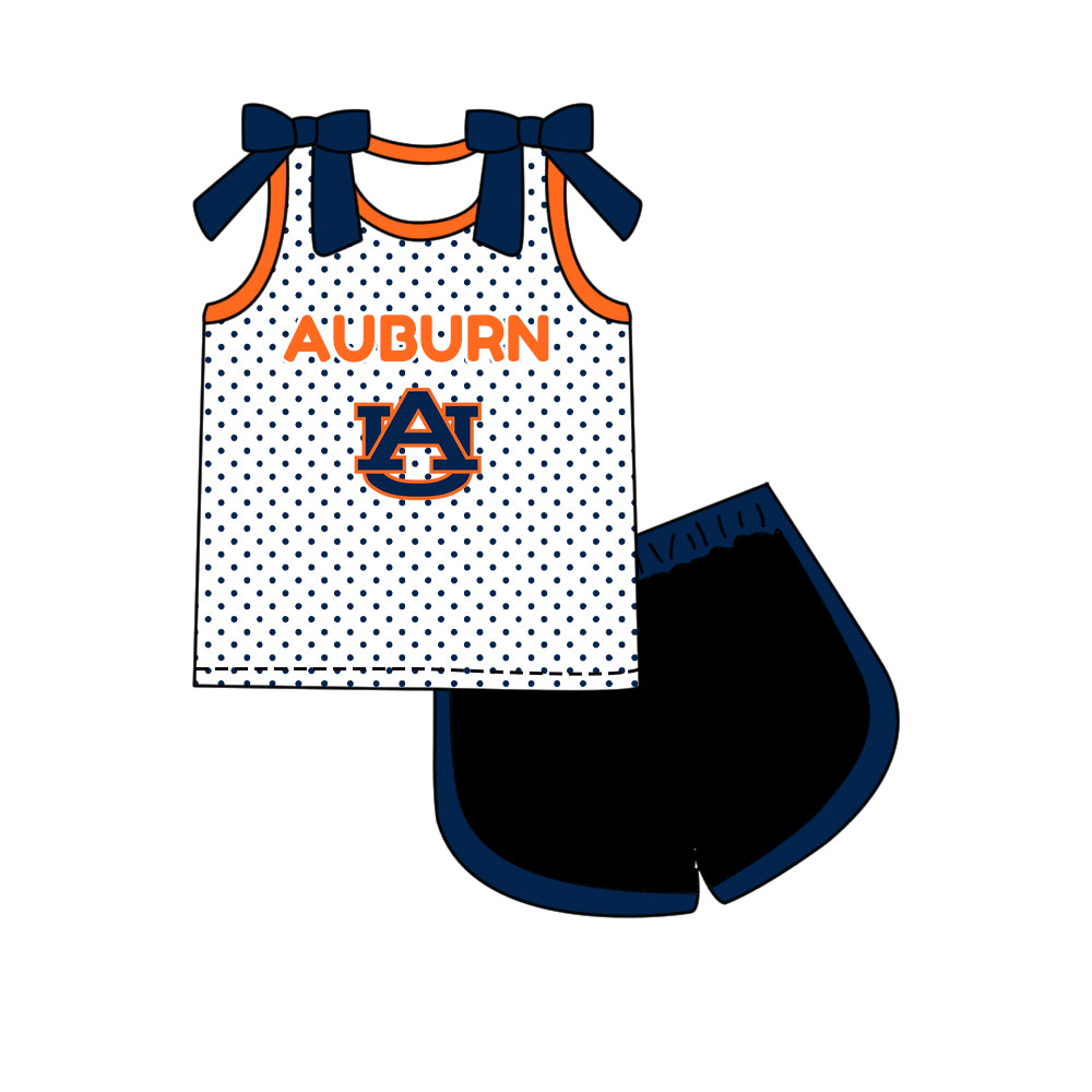 Custom moq 5 mix size summer teams Girls Polka Dot Top Shorts Set Top Skirt Short Set Zipper Pullover Pants Set