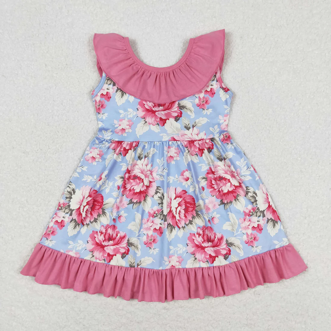 RTS NO MOQ Sibling baby girl clothes floral bow flying sleeve dresses