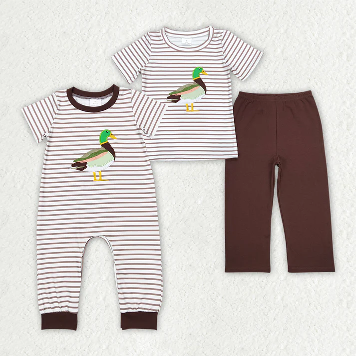 RTS NO MOQ baby girl clothes embroidery duck Rompers Clothes Sets
