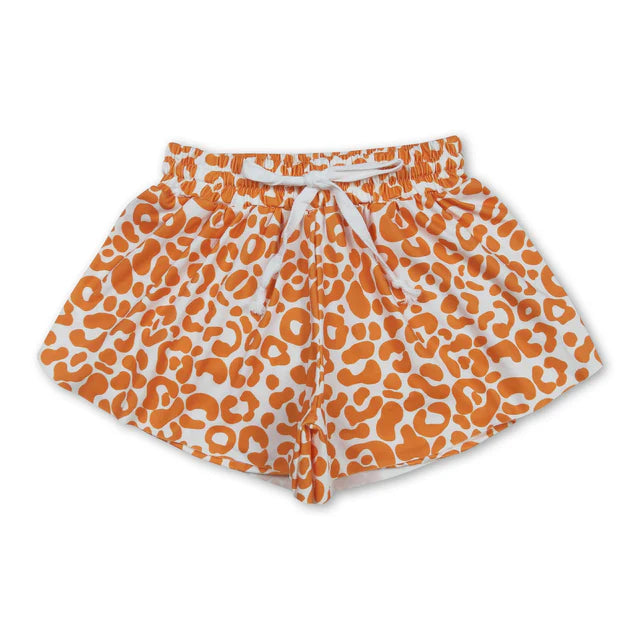 RTS NO MOQ Sibling Baby Girls Colorful Bows Leopard Skorts Ruffle Summer Shorts Bottoms