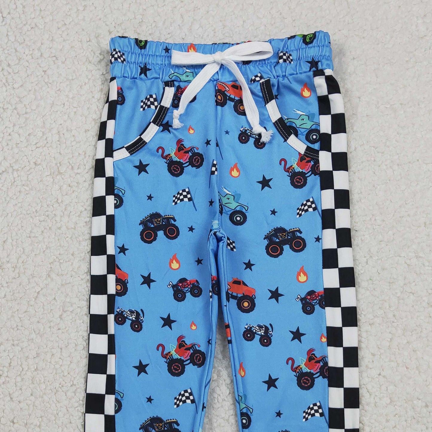 RTS NO MOQ milk silk BT1496+P0950 Baby Boys 4th of July Car And Flag Print Top With Pockets Jogger Pants Set