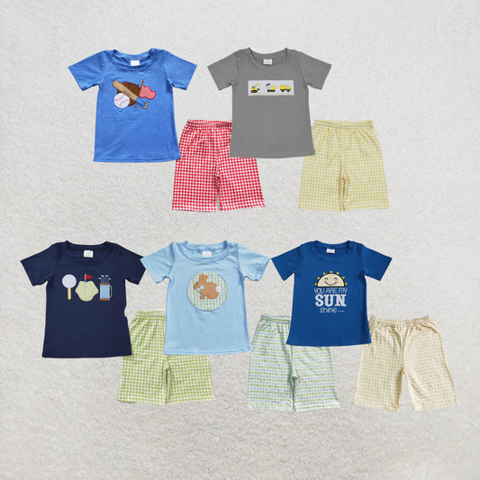 RTS NO MOQ Sibling Baby Boys Baseball Summer Shorts Sets Clothes Sets